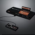 Retro Electronic Game Console With Family Computer Logo Game Controller And Connecting Cable