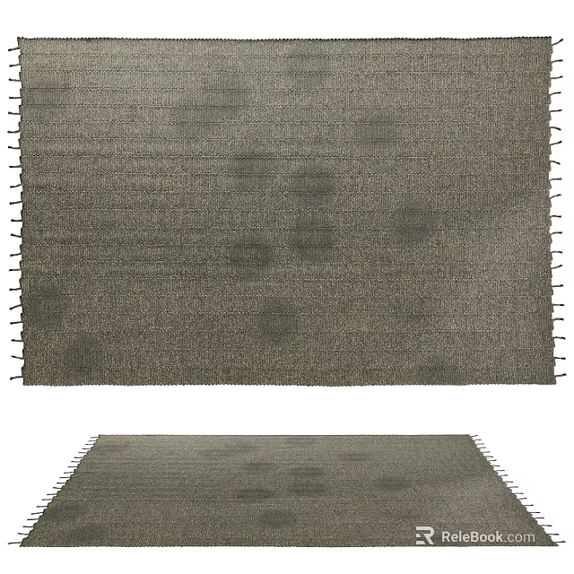 Dark Gray Square Area Rug With Woven Texture And Fringe Edges For Indoor Decor 3d model 
