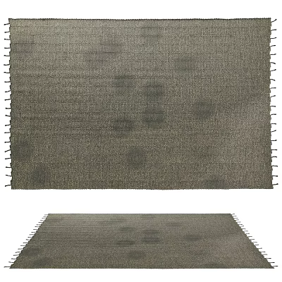 Dark Gray Square Area Rug With Woven Texture And Fringe Edges For Indoor Decor 3d model
