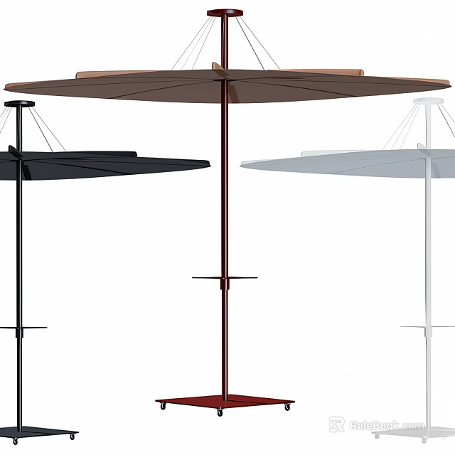 Outdoor Patio Umbrellas In Black Brown White Colors With Stand Design 3d model 