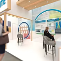 Modern LUCITE Exhibition Booth With Open Structure Green Plants And Visitor Displays