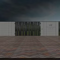 Modern Building Facade With White Tiles Black Metal Slats And Entrance Door