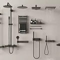 Modern Black Shower Heads Overhead And Handheld Systems With Bathroom Accessories