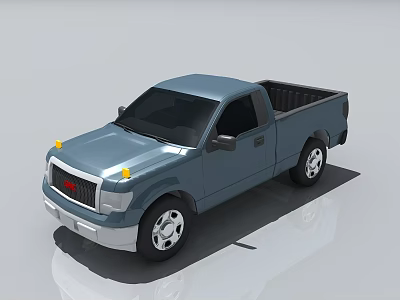 Gray Single Cab Pickup Truck Featuring Open Bed And Front Grille Design 3d model