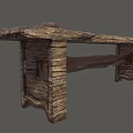 Wooden Public Bench With Natural Wood Grain And Simple Design Structure