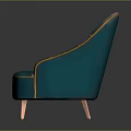 Luxury Teal Accent Chair With Diamond Gold Stitching And Copper Legs