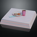 Striped Side Table with Plate of Donuts Pink Striped Cup and Card
