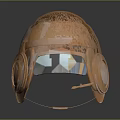 Shiny Copper Colored Helmet With Transparent Visor And Stylish Ear Cups Design Details