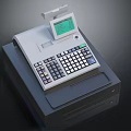 Modern Cash Register With Built In Screen Numeric Keypad And Receipt Printer On Black Base
