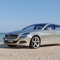 Mercedes-Benz Various Car Models in Silver Gray and White on Beach with Ocean View
