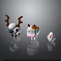 Cute White Animal Toys With Brown Antlers Cow And Chicken Figures