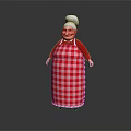 Elderly Game and Movie Character with White Chef Hat Red Top Red White Checkered Apron
