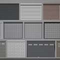 Various Garage Door Designs With Different Colors And Panel Styles For Exteriors 3d model