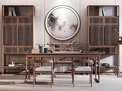 New Chinese Style Desk and Chair 3d model