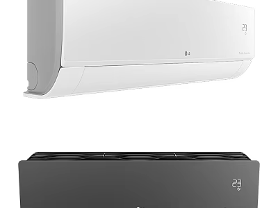 White Air Conditioner And Black Fan 3d model