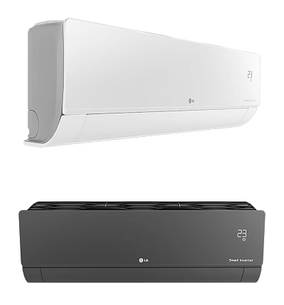 White Air Conditioner And Black Fan 3d model