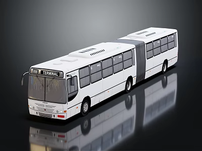 White Articulated Metrobus With Modern Design And Reflective Exterior Surface 3d model