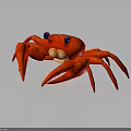 Red Crab 3D Character With Purple Blue Eyes And Yellow Spots