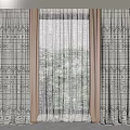 Modern Geometric Pattern Curtains With Sheer Layer For Window Outdoor View