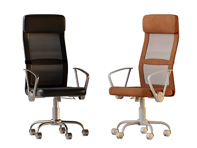 Modern Office Chairs With Black And Brown Design Metal Armrests And Wheeled Base 3d model