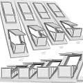 Diverse Angled Balcony Window Designs Featuring 45 35 30 25 Degrees And Various Colors