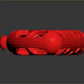 Striking Red Perforated Knife Design With Hollowed Patterns On Dark Background 3d model
