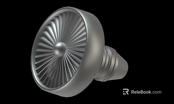 Turbine Fan Blade Component With Metallic Structure Radial Blades And Central Sphere 3d model 