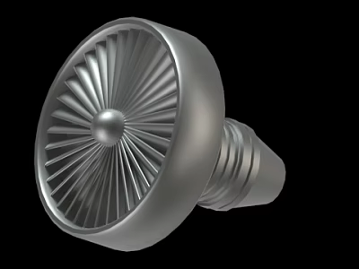 Turbine Fan Blade Component With Metallic Structure Radial Blades And Central Sphere 3d model