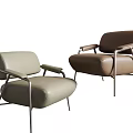 Modern Leather Accent Chairs With Metal Legs And Two Different Colors