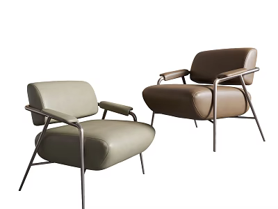 Modern Leather Accent Chairs With Metal Legs And Two Different Colors 3d model