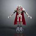 Mechanical Robot Character With White Body Red Cape And Metallic Joints Design