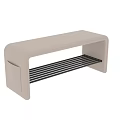 Modern Light Beige Sofa Bench With Black Slatted Lower Shelf Design