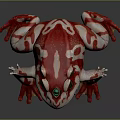 Red And White Decorative Frog With Green Eyes And Artistic Design