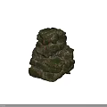 Giant Natural Stone Formation With Green Brown Mossy Texture And Human Silhouette