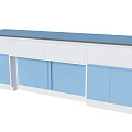 Laboratory Workbench With Blue And White Cabinets And Dark Countertop 3d model