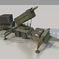 Green Functional Vehicle With Missile Launcher Trailer And Control Unit 3d model