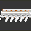 Tire Design with Silver Metallic Components and Orange Geometric Patterns in Modern Style