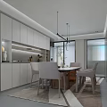 Modern Living Dining Room With Arched Ceilings Large Windows Beige Sofa And Orange Accent Chair