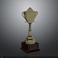 Wooden Base Furniture With Gold Trophy Accent And Display Stand