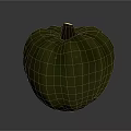 Green Striped Pumpkin With Brown Stem On Gray Background As Fresh Vegetable 3d model