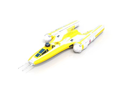 Yellow and White Cosmic Starship Model With Detailed Aerodynamic Features 3d model
