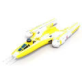 Yellow and White Cosmic Starship Model With Detailed Aerodynamic Features