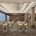 Elegant Luxury Hotel Banquet Hall With Polished Marble Floor LED Stage And Round Dining Tables
