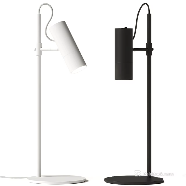Modern Minimalist Table Lamp with White and Black Sleek Design for Home Office Use 3d model 