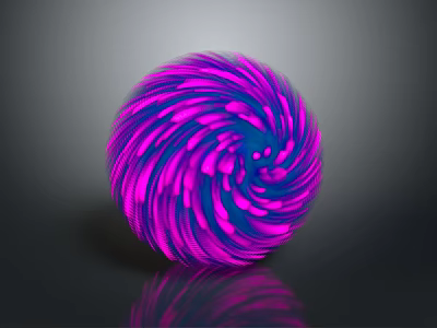 Glowing Spiral Sphere With Purple Pink Gradient And Reflection 3d model