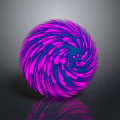 Glowing Spiral Sphere With Purple Pink Gradient And Reflection 3d model