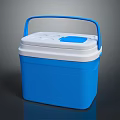 Blue And White Portable Cooler Box With Handle And Insulated Design