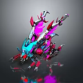 Mechanical Game Movie Character With Colorful Spiked Appendages And Futuristic Design