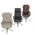 Beige Black Brown Leather Office Chairs With High Back Armrests And Swivel Base Wheels