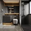 Modern Bathroom Interior Design With Marble Walls Wall Hung Toilet And Undermount Sink